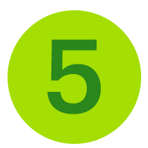 The number 5 in green circles