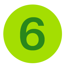 The number 6 in a green circle