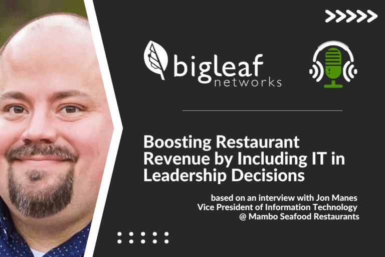 Portrait of Jon Manes, VP of IT at Mambo Seafood, with podcast branding for Go Beyond the Connection on an episode about how IT leadership transforms restaurant decision-making and drives growth