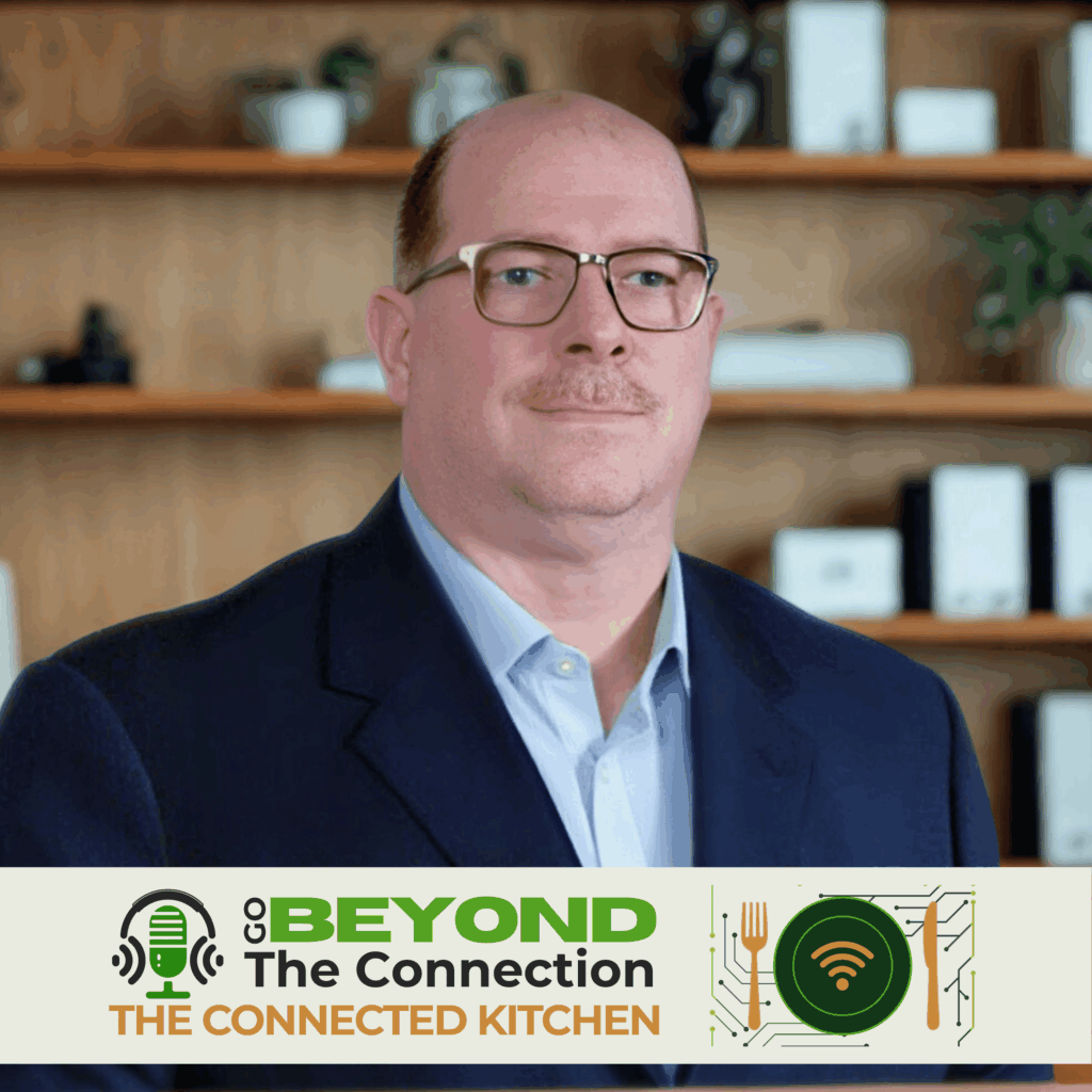 Podcast cover image of Tom Seeker explaining how the connected kitchen powers modern enterprise operations