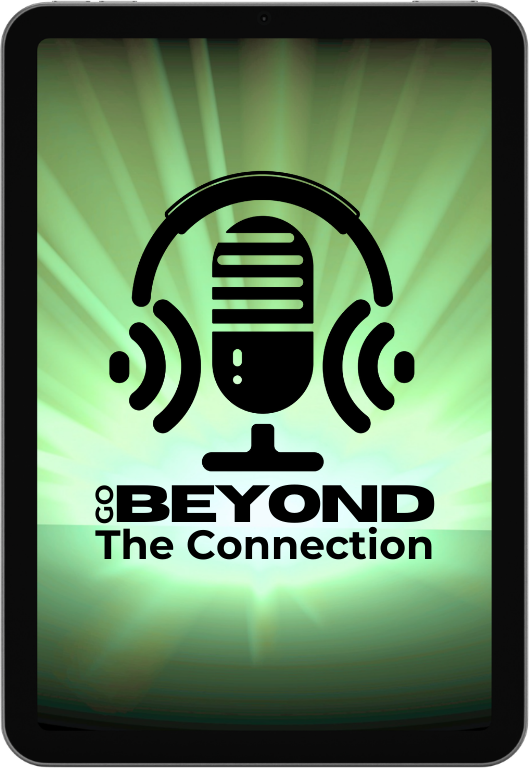 Go Beyond the Connection podcast logo featuring microphone and soundwave icon