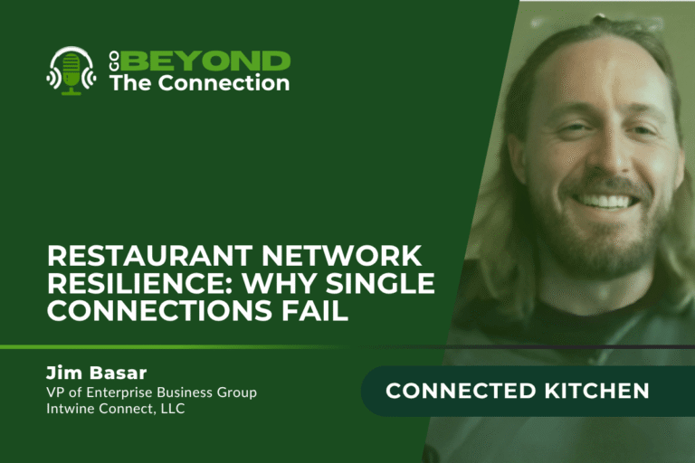 Blog header image for restaurant network resilience featuring Jim Basar