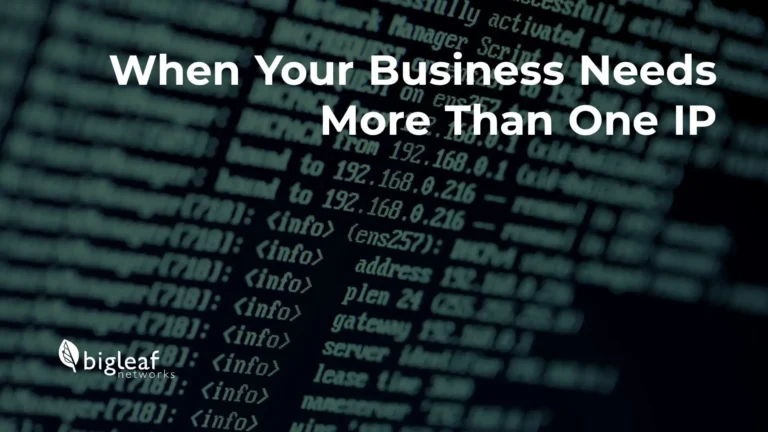 Business network using multiple IP addresses to maintain reliable connectivity and failover